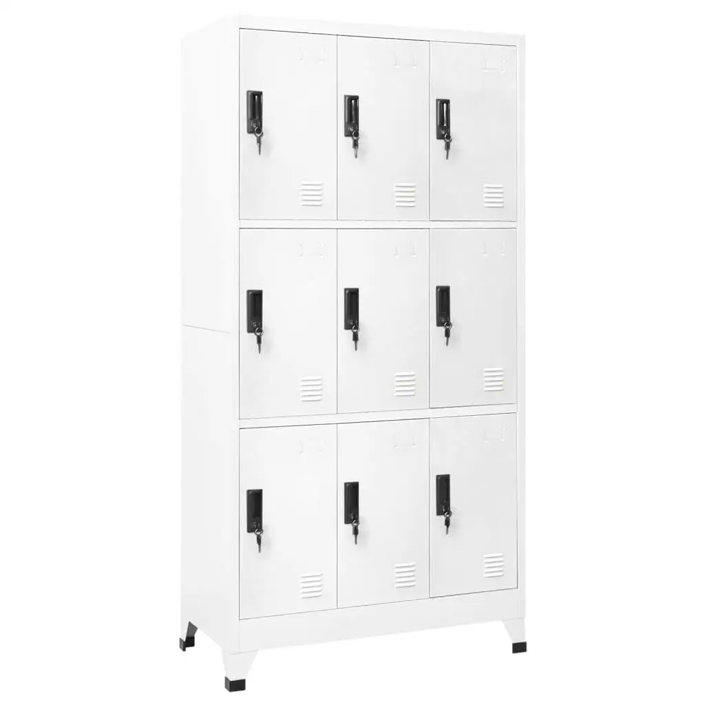 White Steel Locker Cabinet 35.4x17.7x70.9 Inches - Storage Solution for Home & Office