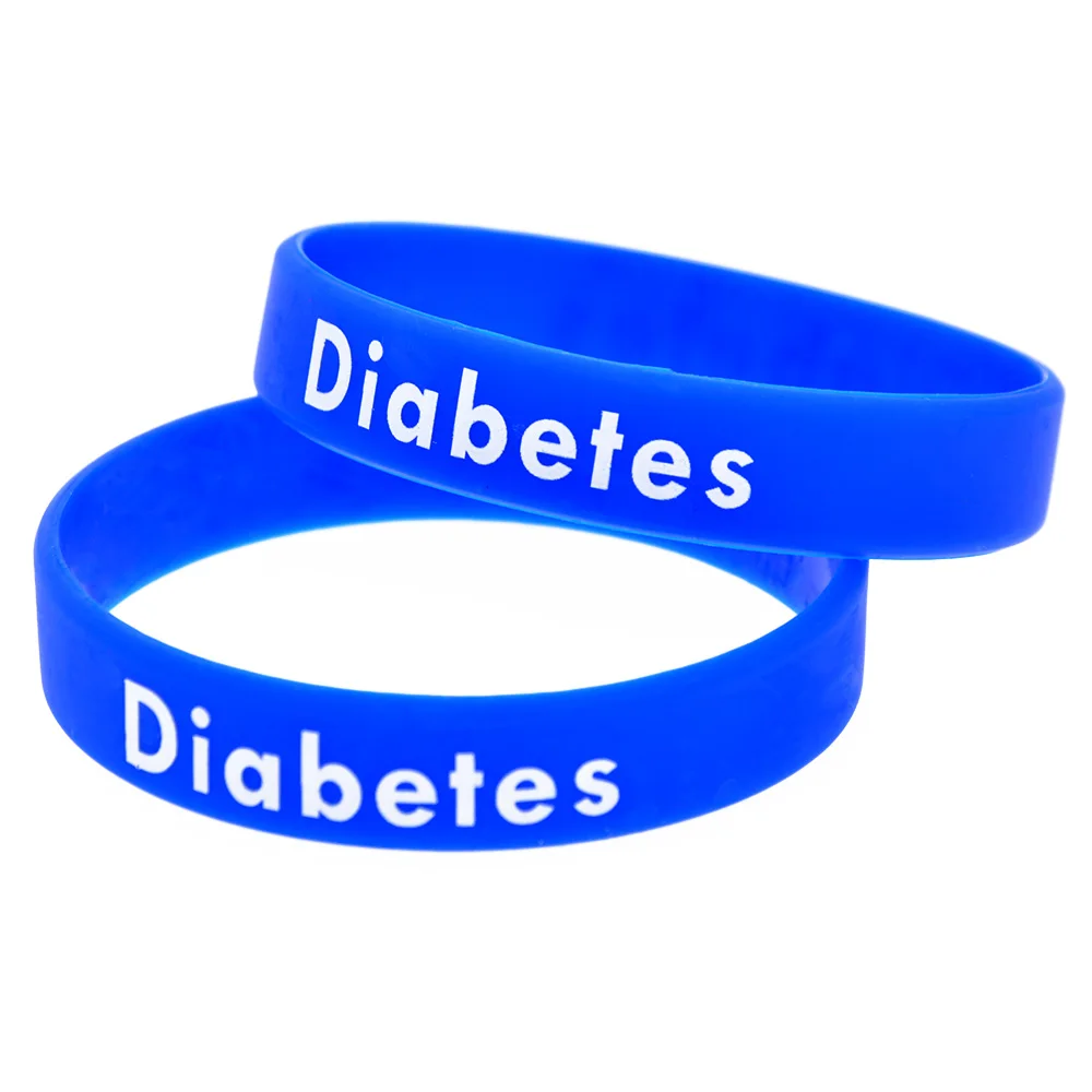 1 PC Diabetes Silicone Rubber Wristbands 1/2 Inch Wide Medical Bangle Candy Color