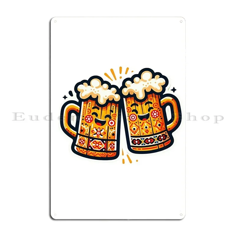 Cheerful Beer Mug Metal Sign Club Printing Create Home Designing Tin Sign Poster
