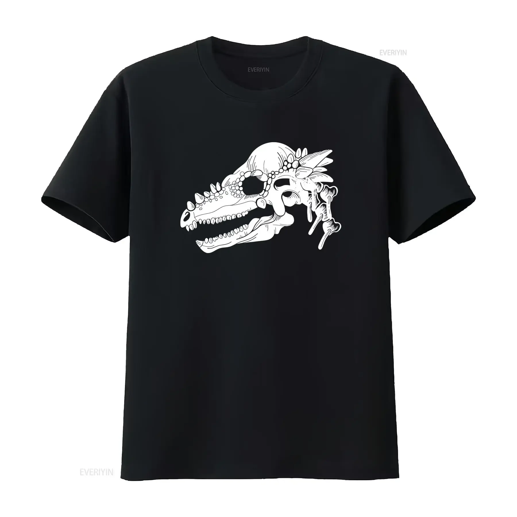 Pachycephalosaurus Skull Cotton T Shirt Unique Dinosaur Design for Trendy Fashion Lovers vintage Washed designer clothes
