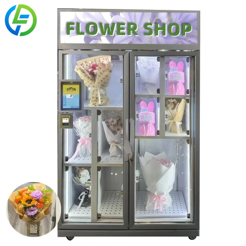 Customized Touch Screen Flower Vending Machine Automatic Self Service Bouquet Vend Machine With QR Code Cashless Payment