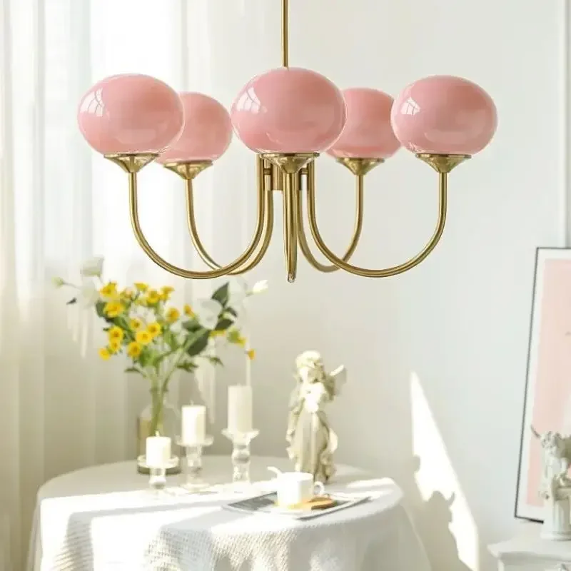 Led Lights Home Decor Modern Minimalism Pendant Lamp Macaron Chandelier Pink Living for Room Kitchen Study Indoor Light
