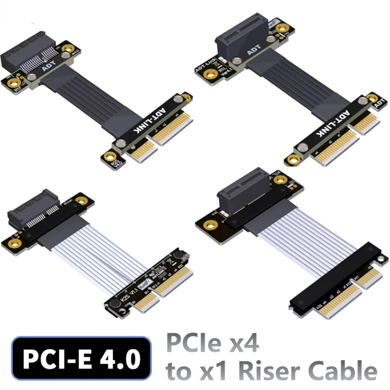 

ADT-Link PCIe 4.0 x4 to x1 Riser Cable Male to Female x4 x1 Network Card,RAID SSD,LAN,USB Cards,GPU Extension Gen 4.0 Full Speed