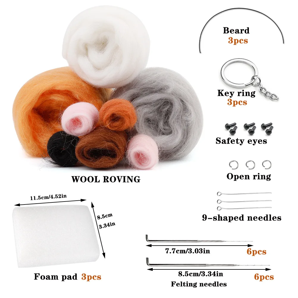 Dog Wool Needle Felting Kit  Non-Finished Cat Handmade Wool Felting Material Package Doll Toy DIY Gift Needle Felting Tool Kit