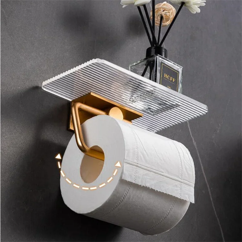Metal Bathroom Accessories Toilet Paper Holder Organizer Wall Mount WC Phone Holder Towel Roll Shelf Dyson Airwrap Tocadores