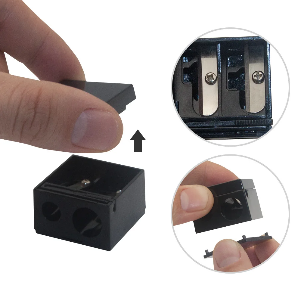 2 Holes Cosmetic Pencil Sharpener for Eyebrow Lip Liner Eyeliner Pen Tool