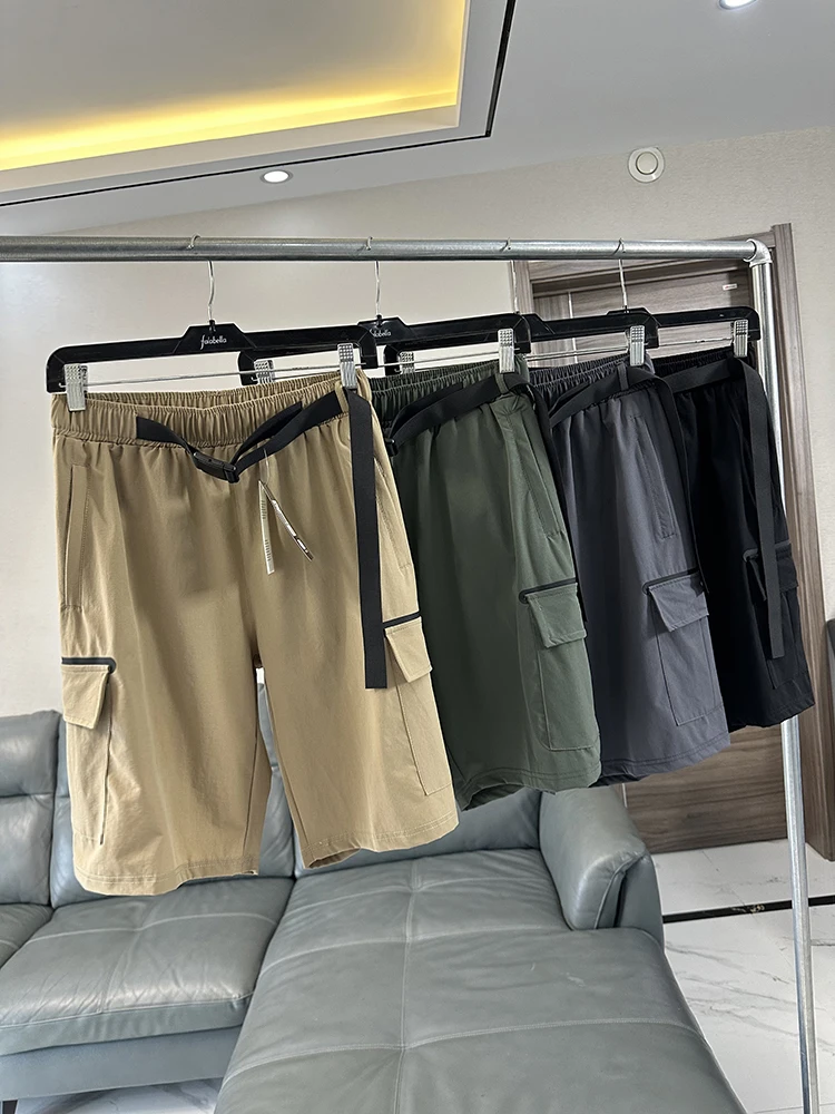 

Мужские летние спортивные шорты для активного отдыха, легкие, эластичные, быстросохнущие, модные, городские, прямого кроя, со средней посадкой