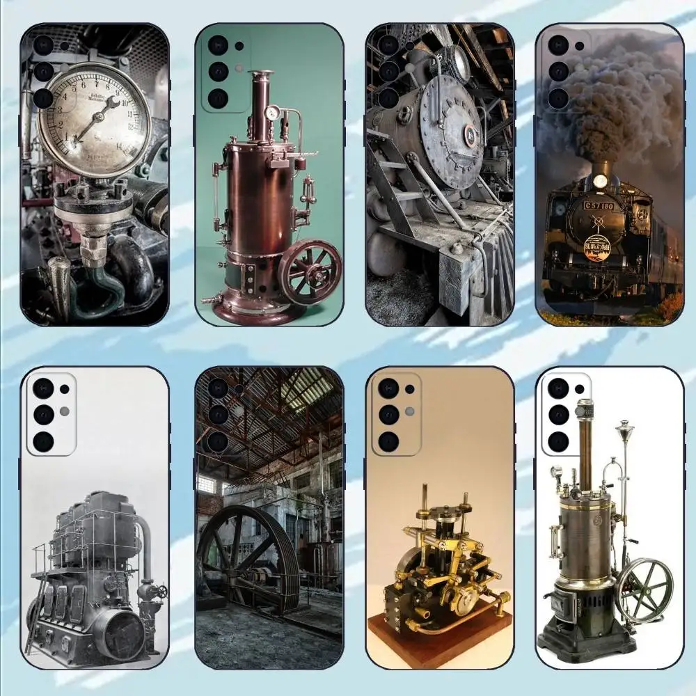 

S-Steam Engine Phone Case For Samsung S25,S24,S23,S22,S21,S20,Plus, Soft Silicone Black Cover