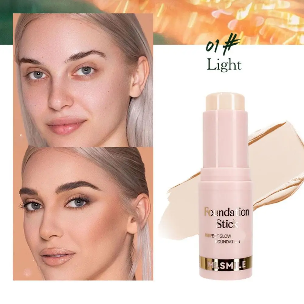 Powder Foundation Stick Waterproof,Anti-Sweat,Brightening Smoothing With Liquid Foundation Light Stick Concealer Stick Matt B6K5