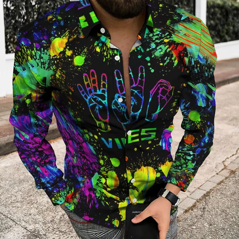 Men's spring and autumn casual long-sleeved shirts, handsome, fashionable and versatile new top