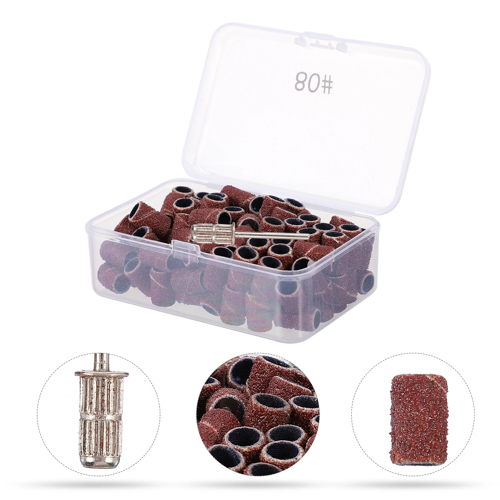 

100Pcs Nail Drill Sanding Bands Durable Resin Emery Cloth High Strength Wear Resistant Sanding Drums for Polishing Smoothing