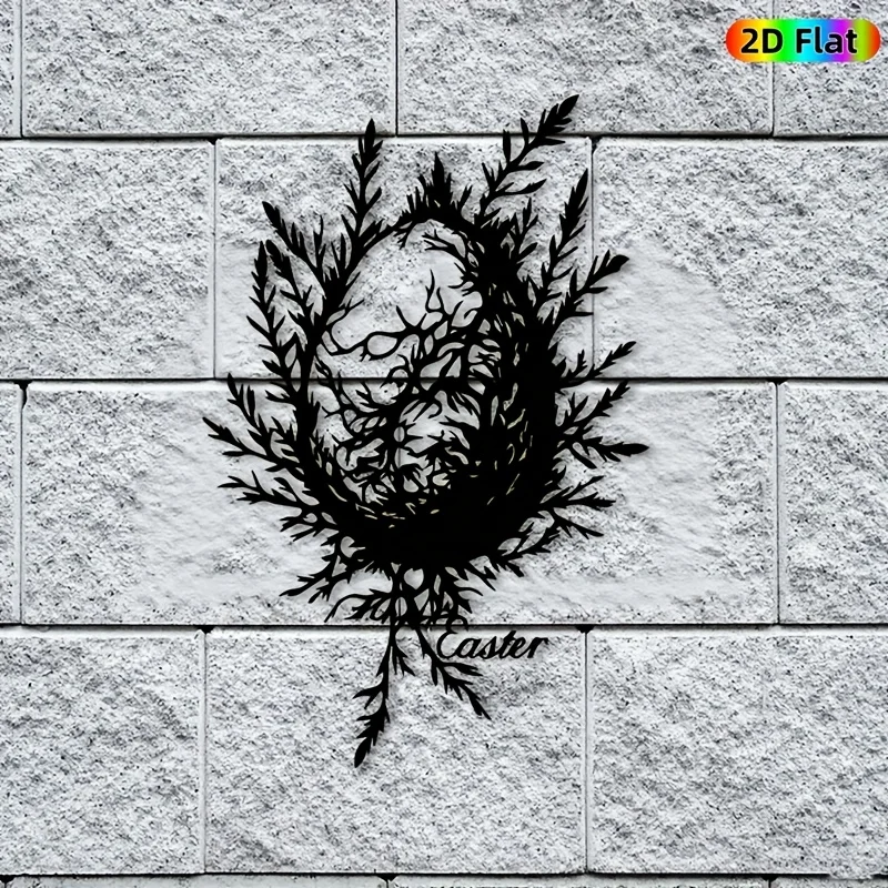 CIFBUY Iron Wall Art Rustproof Metal Branch Sculpture With Eggs Natural Spring Outdoor Porch Fence Decor Vintage Wall Ornament