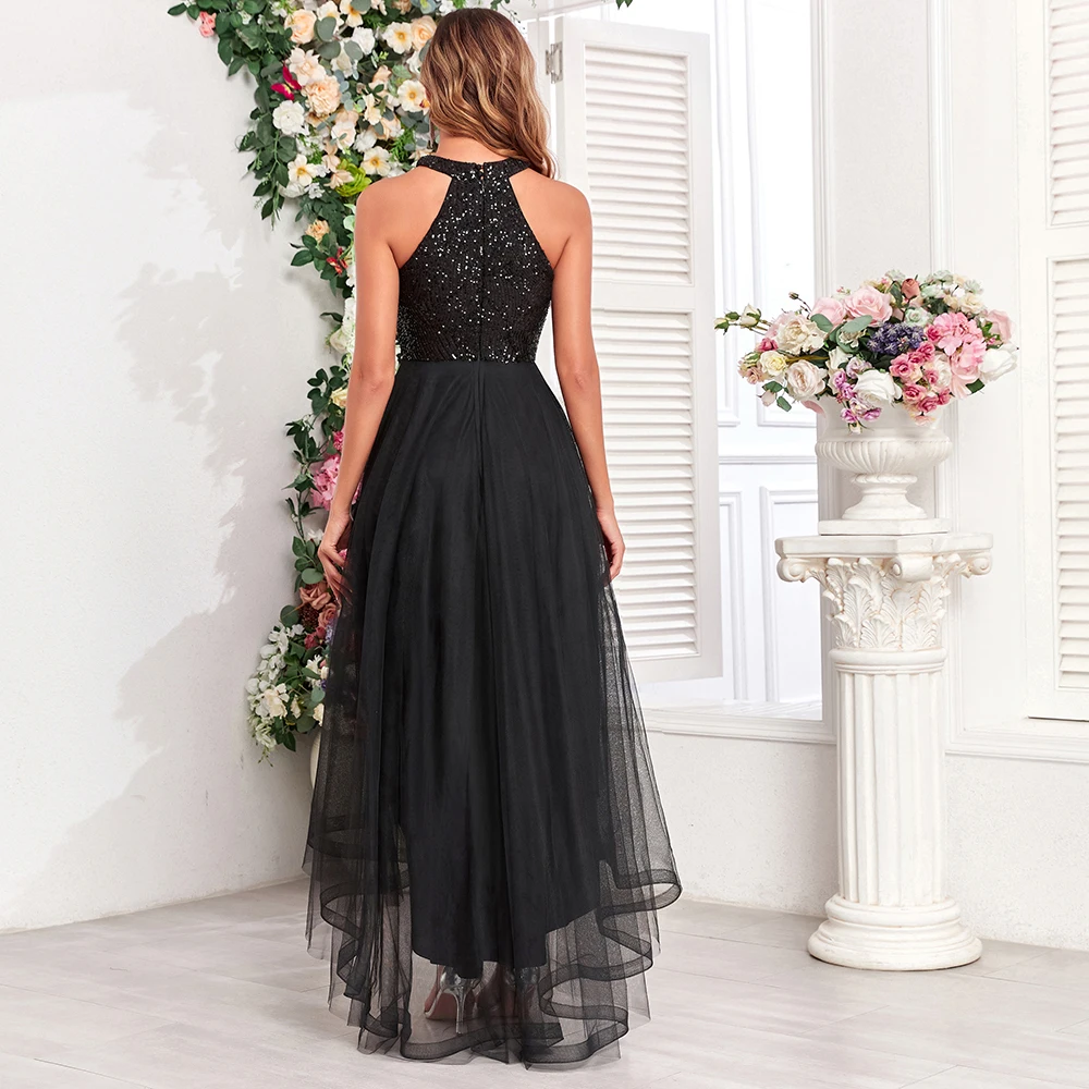 Robe de Soirée en Tulle à Paillettes pour Femme, Ourlet Irrégulier, Tenue de Bal Dorée, ixd'Anniversaire