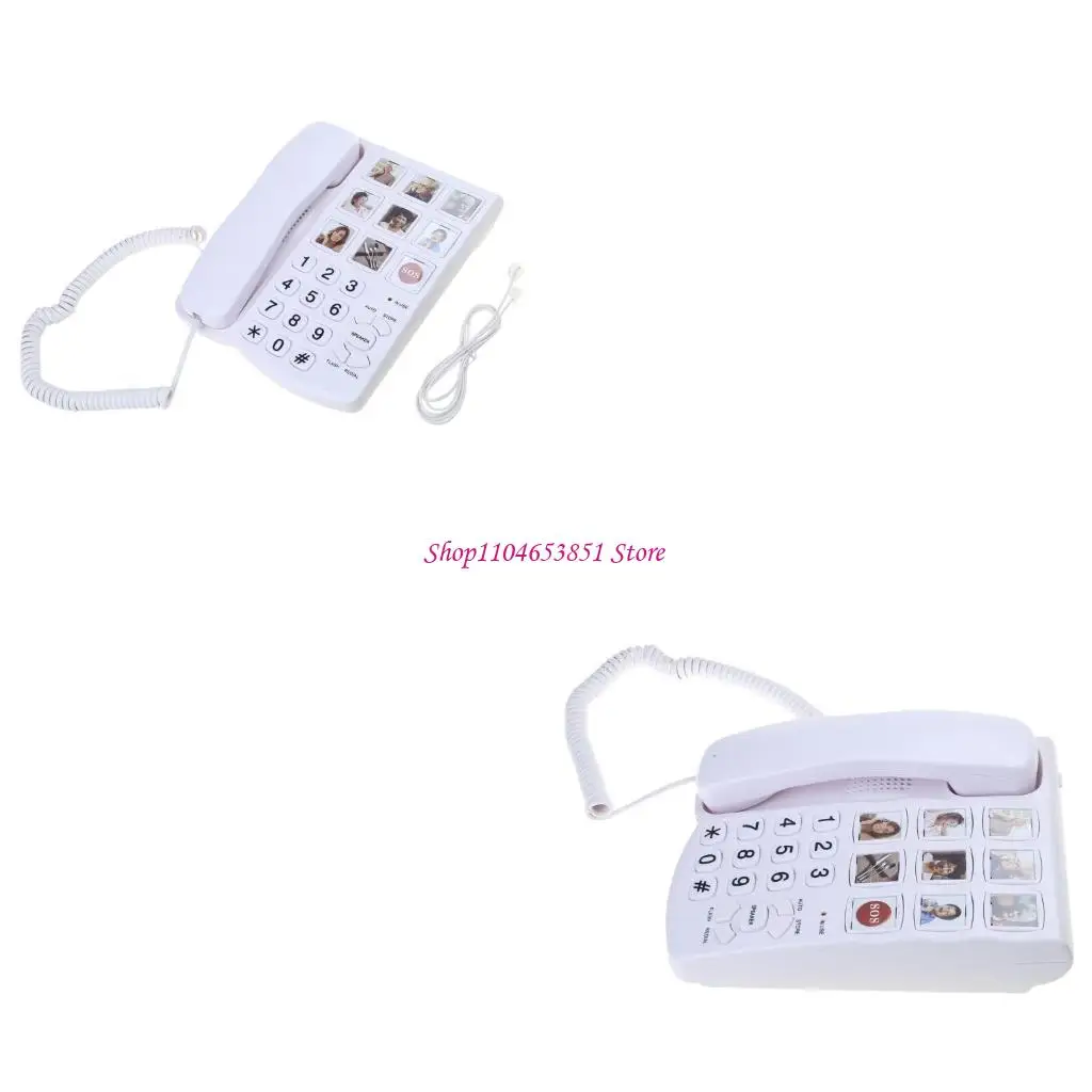 Corded Telephone Fixed Landline Phone With Big Buttons and Speed Dials for Elderly Amplified Sound