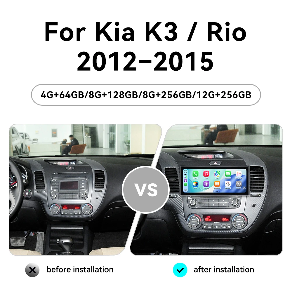 

15.8 Inch Android 15 CarPlay Car Radio For Kia K3 Rio 2012-2015 Touch Screen Multimedia Player GPS Navigation Head Unit DSP
