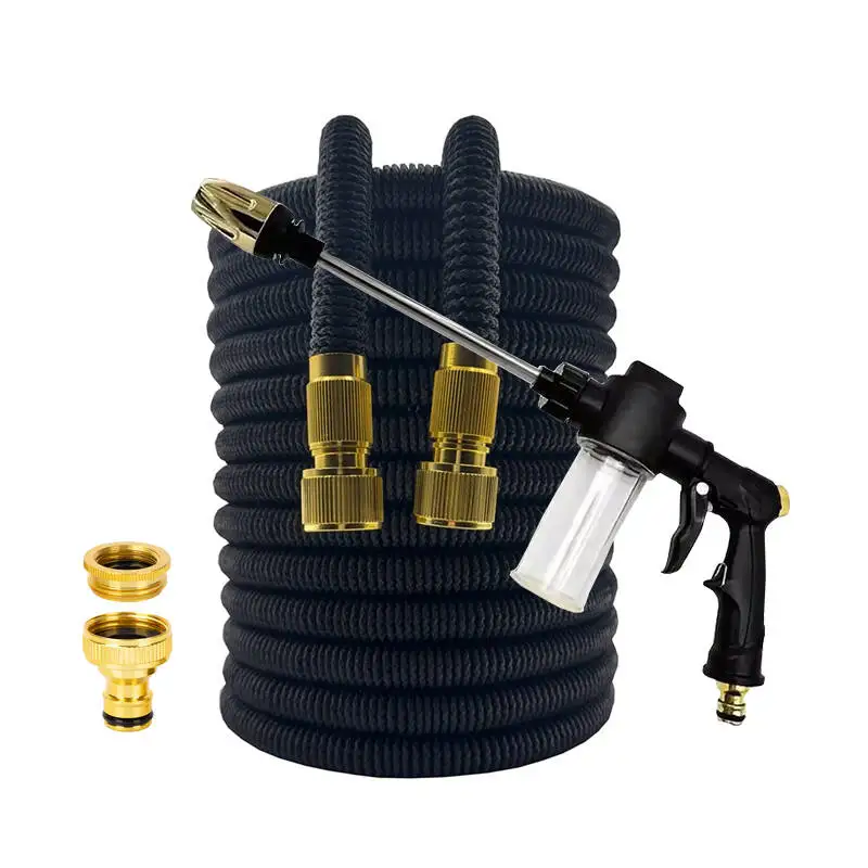 

Гибкий расширяемый садовый шланг с насадкой высокого давления, длинным распылителем, пеногенератором, водяным пистолетом для мойки автомобилей и сада