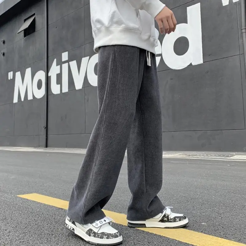 

Gray Trousers Sweatpants for Men Korean Autumn Winter Deals Retro Essential Casual Man Sports Pants Fleece-lined and Extra Thick