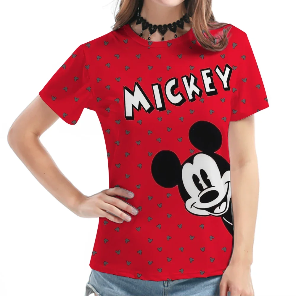 2024 Summer Dsiney Minnie Mouse Graphic Cute 3d Print T-shirt Streetwear Cartoon Slim T Shirt Female T-shirts Tops Tees Tops