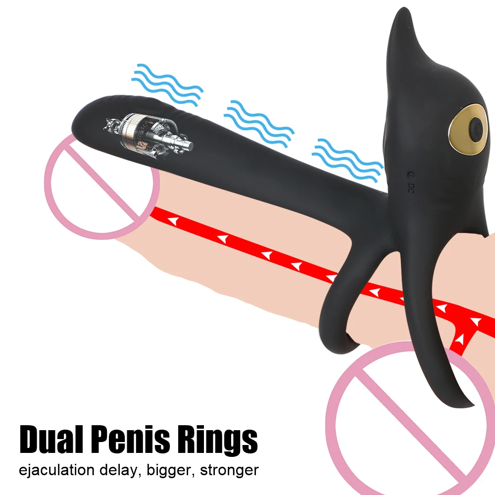 With Cock Penis Ring Vagina G Spot Massager Sex Toys Vibrator 10 Speeds Masturbation Remote Control Cockring Pensring