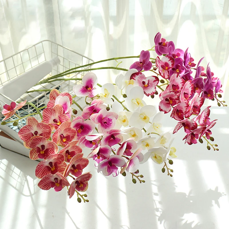 1PC 7/11 Heads Artificial Butterfly Moth Orchid Fake Phalaenopsis Flowers Real Touch Home Decor Wedding Decorative Plants Gifts