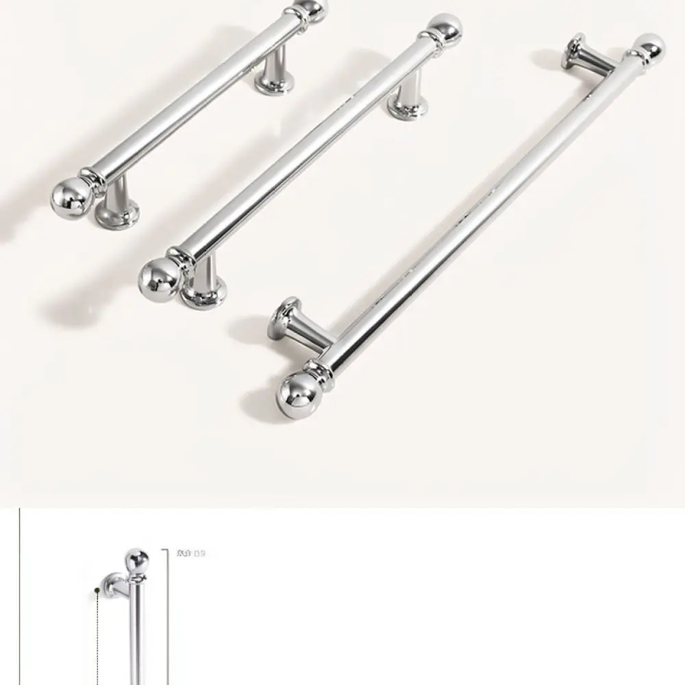 High Quality Zinc Alloy Cabinet Handle Shiny Chrome Furniture Pulls Modern Drawer Knobs French Style Door Hardware