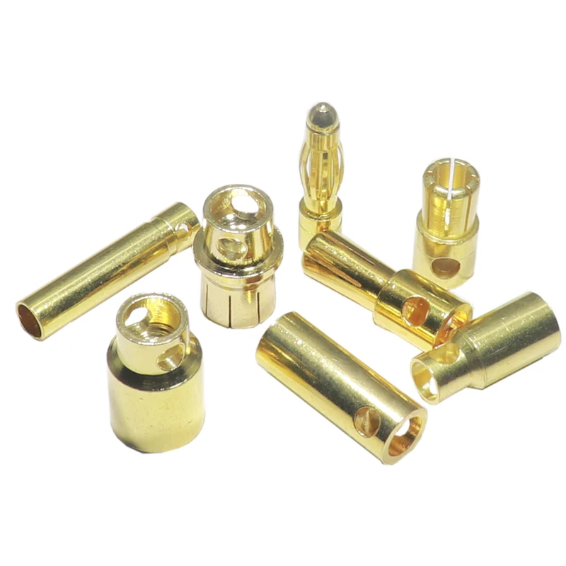 【5-1Set】Bullet Banana Plug Gold-Plated Banana Male Female Connector Battery Plugs Kits 2mm 3mm 3.5mm 4mm 5mm 5.5mm 6mm 8mm