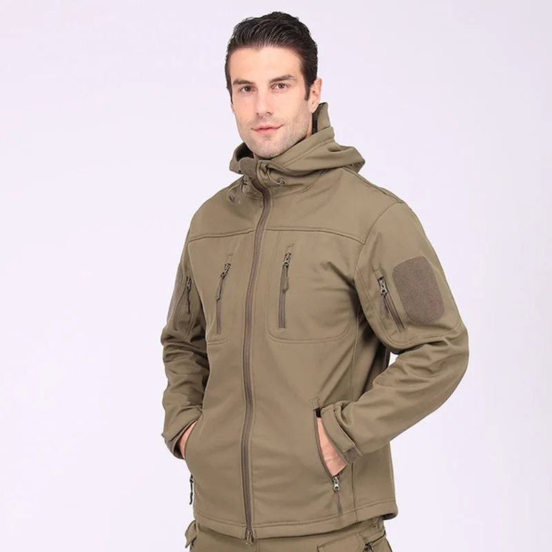 Camouflage Tactical Jacket Men Fleece Warm Breathable Multi-Pockets Coats Male Hiking Climbing Soft Shell Shark Skin Mens Jacket