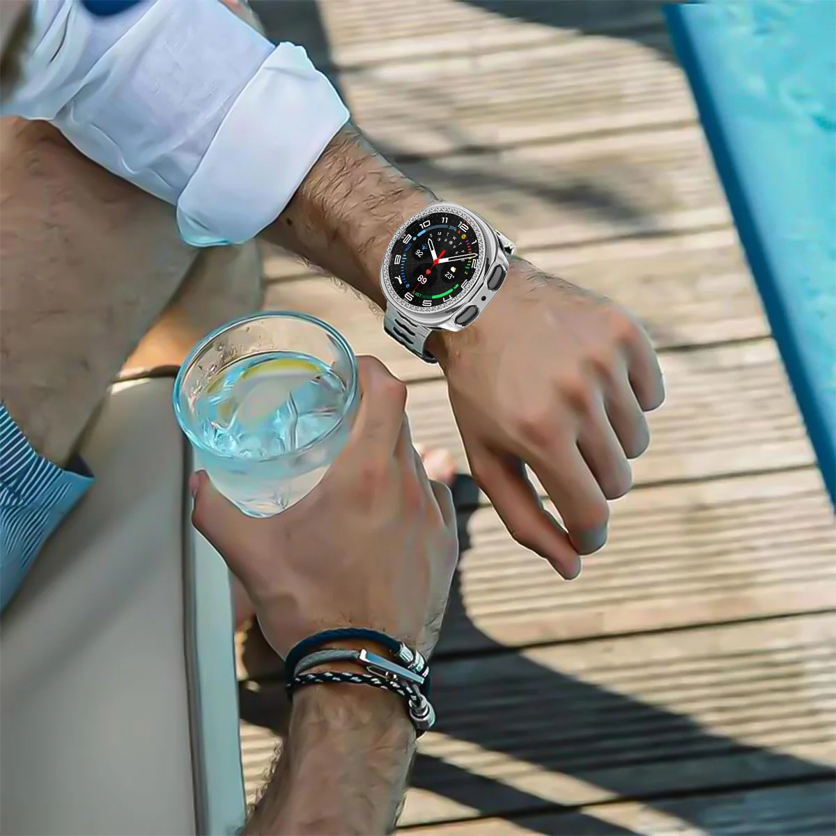 Роскошный полый чехол для Samsung Galaxy Watch 8, 44 мм, 40 мм, комплект с бриллиантовым жестким ПК для Samsung Galaxy Watch8, защитный чехол