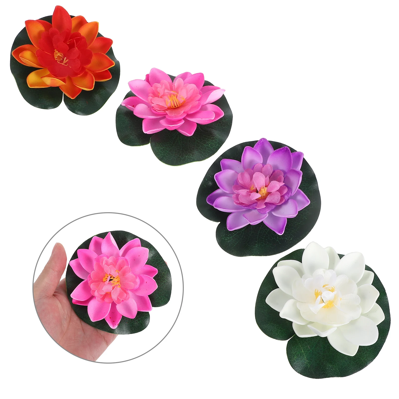 

4pcs Artificial Floating Lotus Flowers Eva Realistic Water Lilies For Pool Aquarium Garden Pond Wedding Party Decor Fake Plants