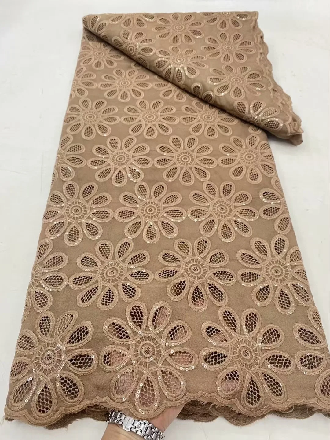 

5 ярдов, высокое качество, африканская мягкая шифоновая кружевная ткань с блестками, 2025 г., нигерийское вечернее кружево для свадебного платья ZD58-12
