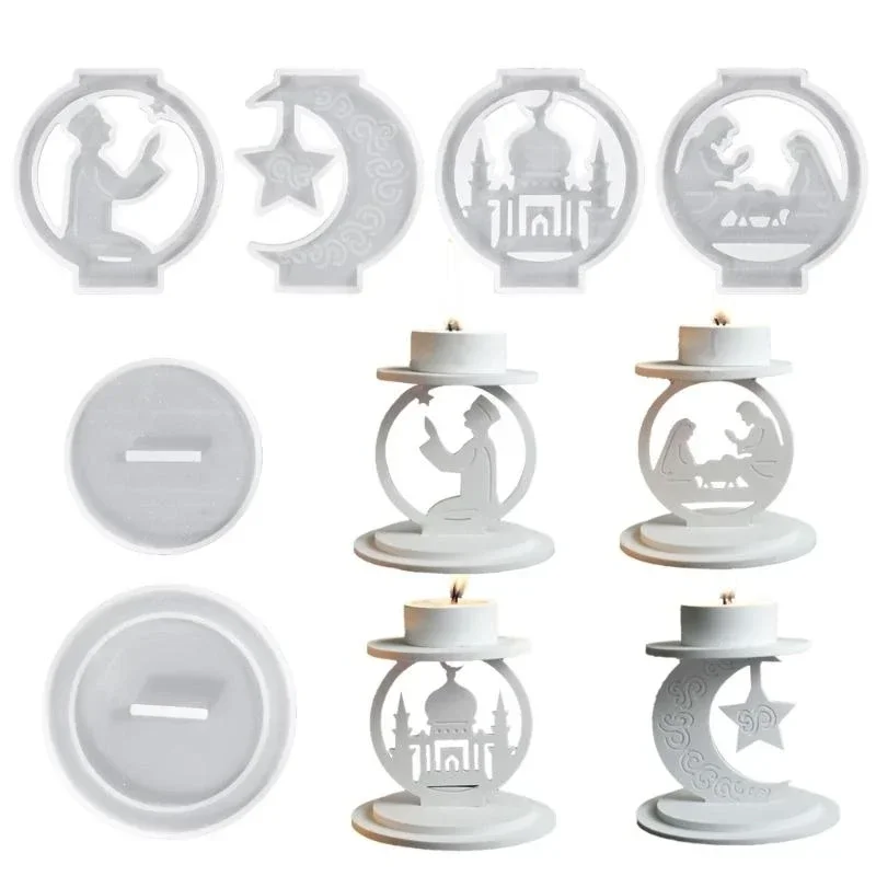 6-Pack Ramadan Candle Holder Silicone Molds Middle Eastern Cultural Aromatherapy Candle Holder Gypsum Clay Molds