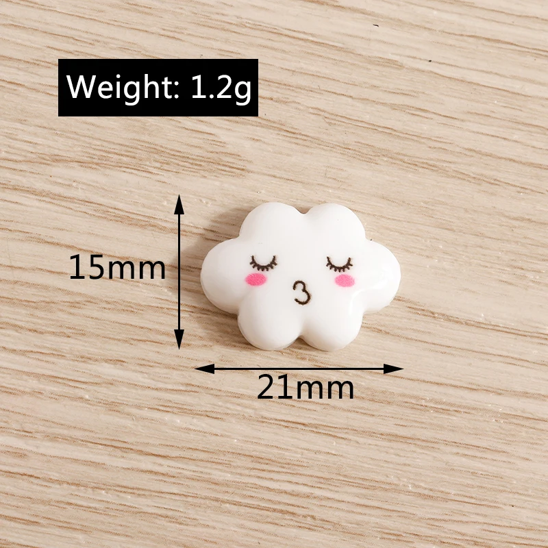 Tusember 20 Stück 15*21mm Niedliche Mini-Wolkenanhänger, Harz-Cabochons mit flacher Rückseite für Schmuckherstellung, handgefertigte DIY-Armbänder für Kinder – Detail 1