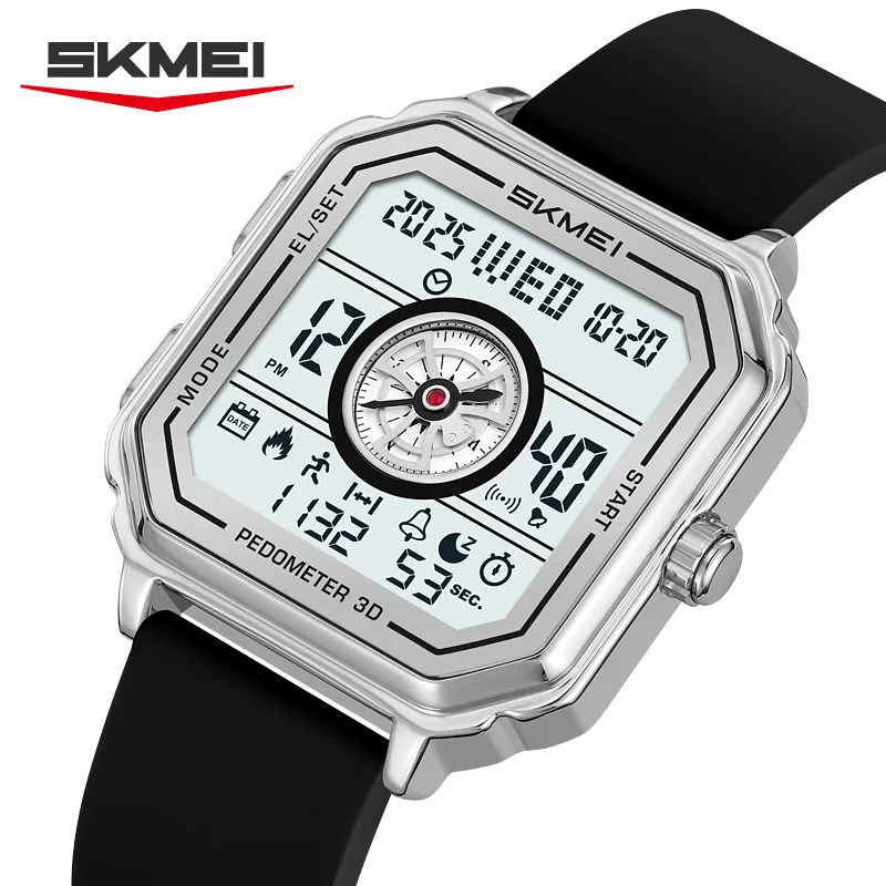 

SKMEI 2507 Multifunctional Clock Business Steel Belt Silicone Tape Fashion Electronic Watch reloj New Unique Men's Watch Fashion