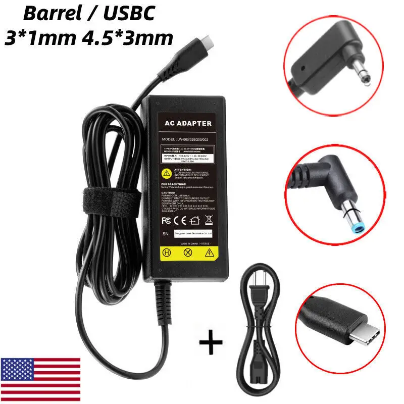 65W USB Type C Charger Adapter Laptop Power Supply For HP Chromebook Lenovo Acer