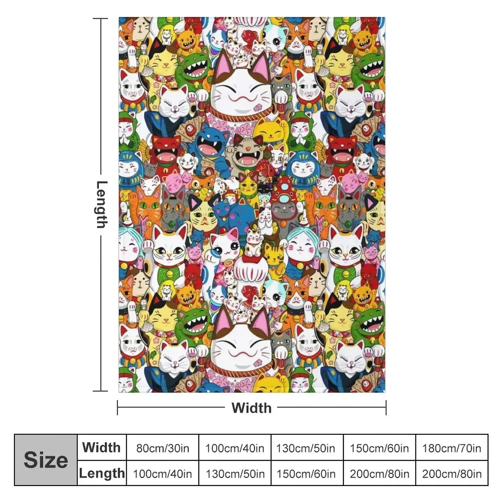 New Maneki Neko (Lucky Cat) Collection Throw Blanket Soft Plaid Bed Fashionable Blankets