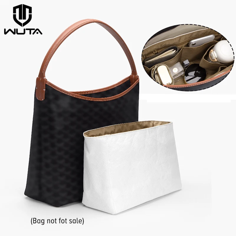 WUTA Dupont 종이 가방 주최자 For Goyard Hobo 용 삽입 휴대용 여행 핸드백 라이너 보관 화장품 내부 가방 지원 셰이퍼