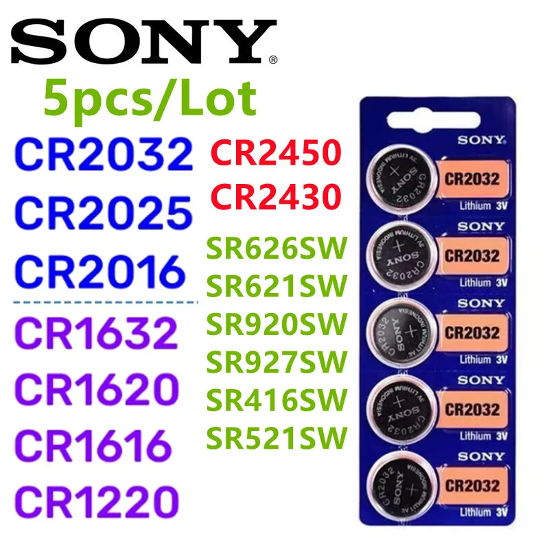 5Pcs Original SONY CR2032 battery CR2025 CR2016 CR1632 CR1220 CR1620 CR2450 CR2430 371 SR920SW 377 SR626SW 364 SR621 399 SR927SW