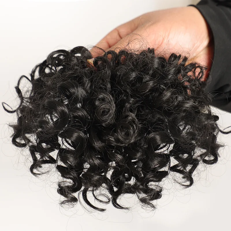 Cabelo sintético Kinky Curly Bangs para mulheres negras, grampo em hairpieces, estilo natural, fibra resistente ao calor, extensão do cabelo, 2 pcs