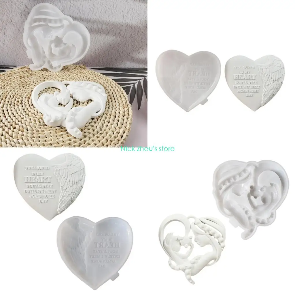

E15E многофункциональная художественная форма для гипса в форме сердца, набор прочных силиконовых форм, аксессуар для украшения