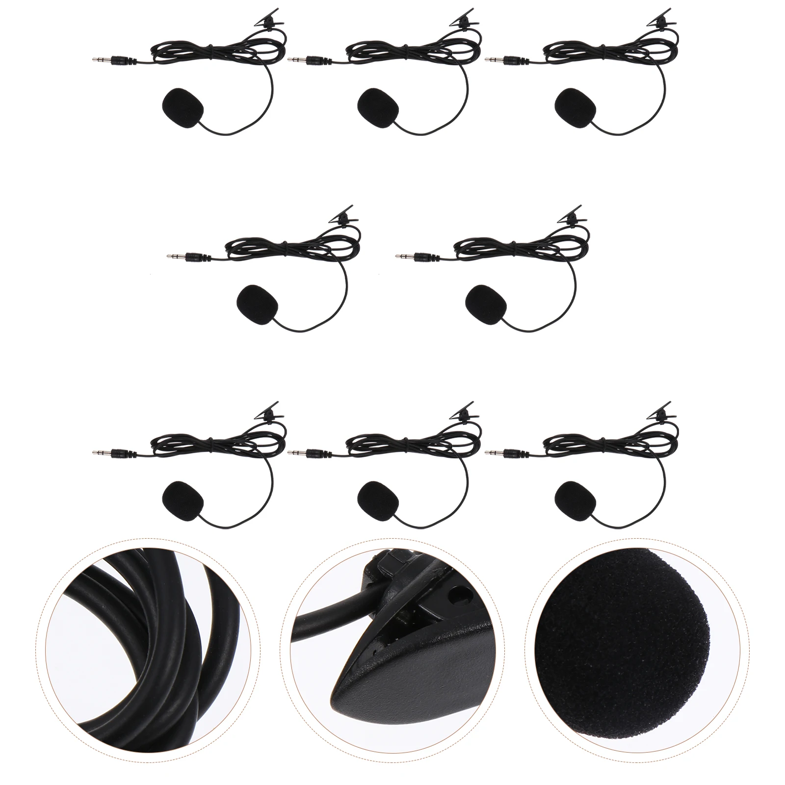 

8PCS Lavalier Microphone Clip-on Wired Earpiece for Laptop Teaching Interview Portable Phone Accessory Multi-functional Mic
