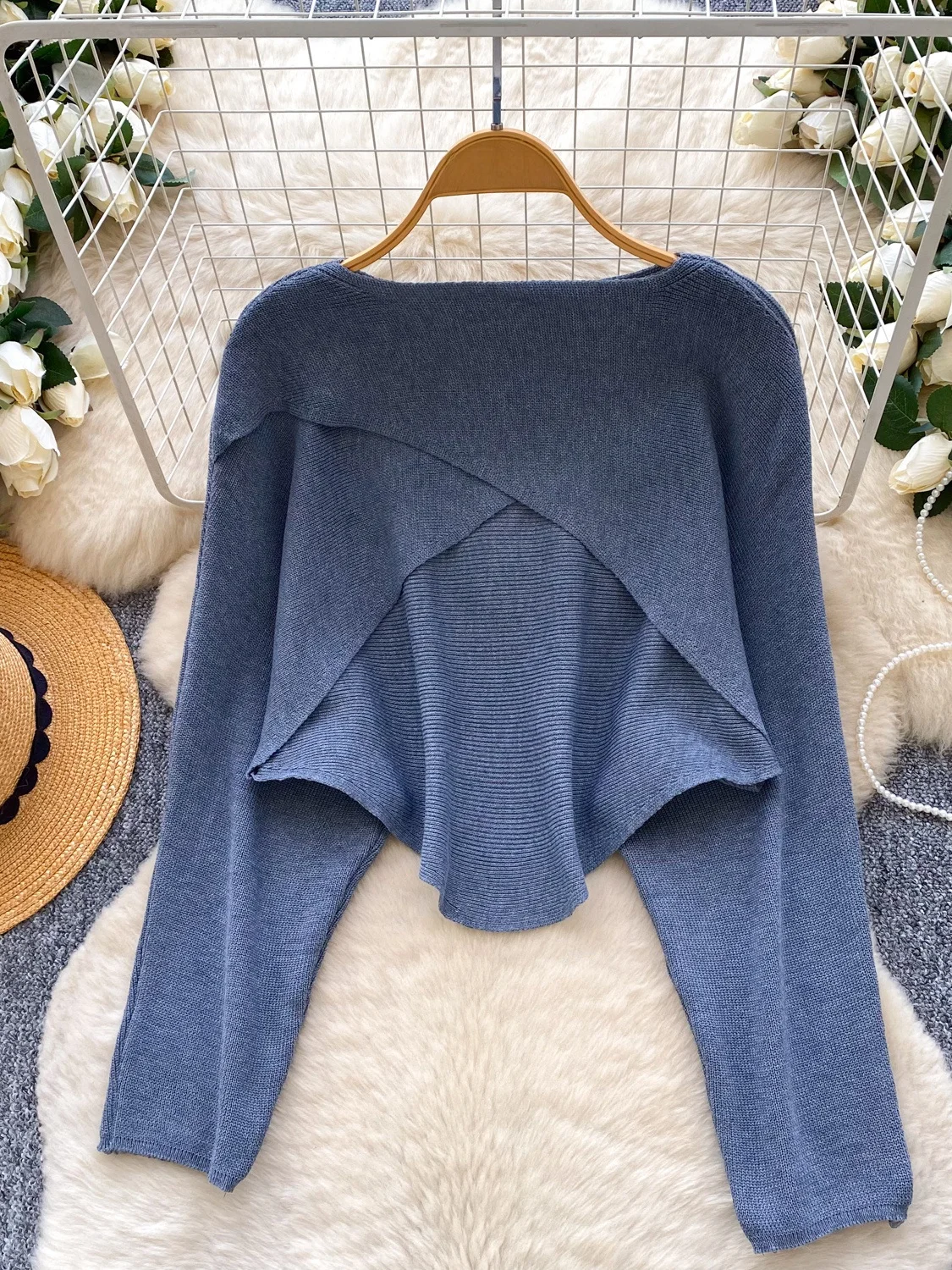 Loose Long Sve round Ne Knitted Sweater Women's Autumn Faionable mat High-End Feeling Korean Sle Lazy Sle