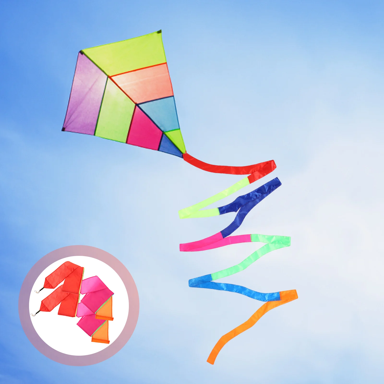 2 Pcs Ribbon Rainbow Tail Kite Tube Rc Drone Attachments Decorations Suite Outdoor Games for Teens Colorful Party Streamers