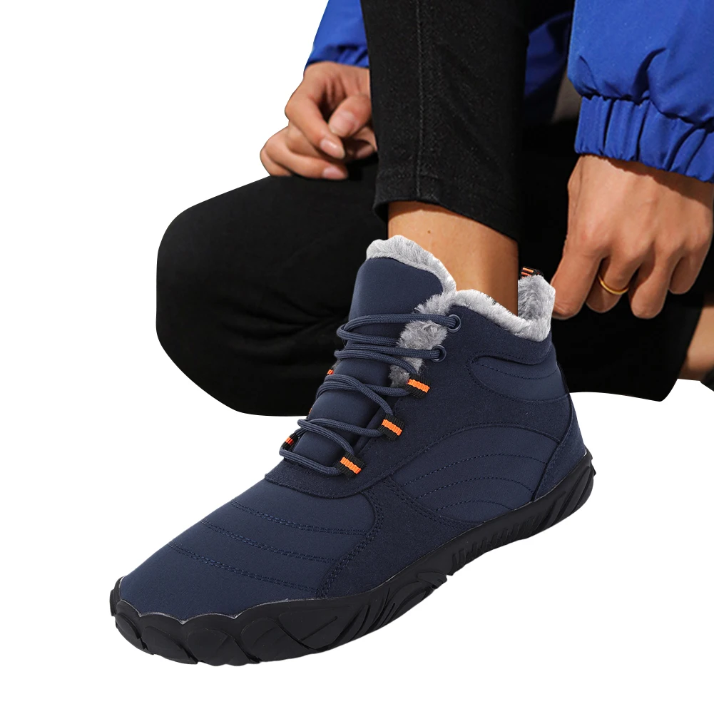 

Warm Hike Shoes Non-Slip Waterproof Warm Fur Lined for Women Men (Dark Blue 43)