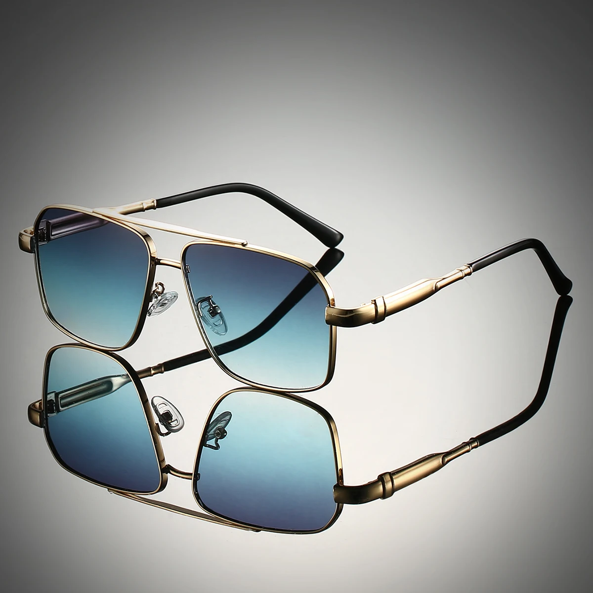 KAMMPT Vintage Square Sunglasses Men Fashion Gradient Multi-color Casual Shades Women Trendy Brand Design Oversized Sun Glasses