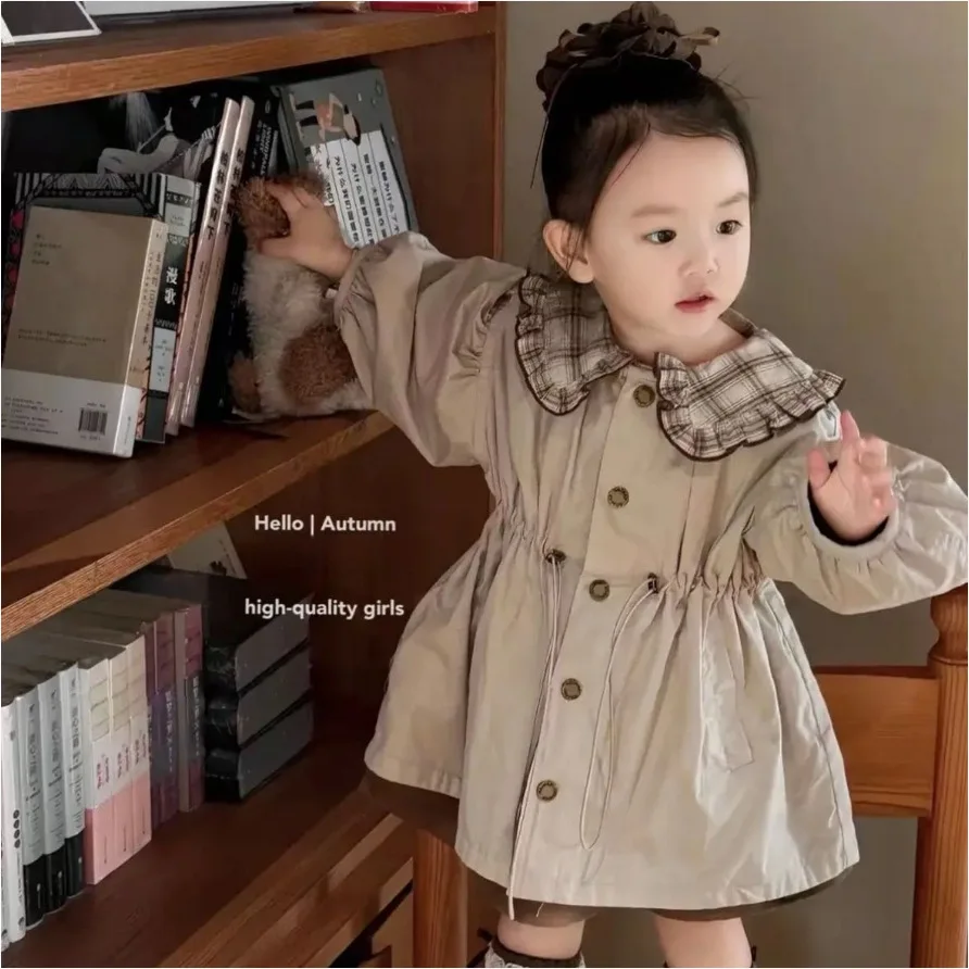 New design autumn and winter girls single-breasted trench coat on both sides foreign style fashionable baby coat
