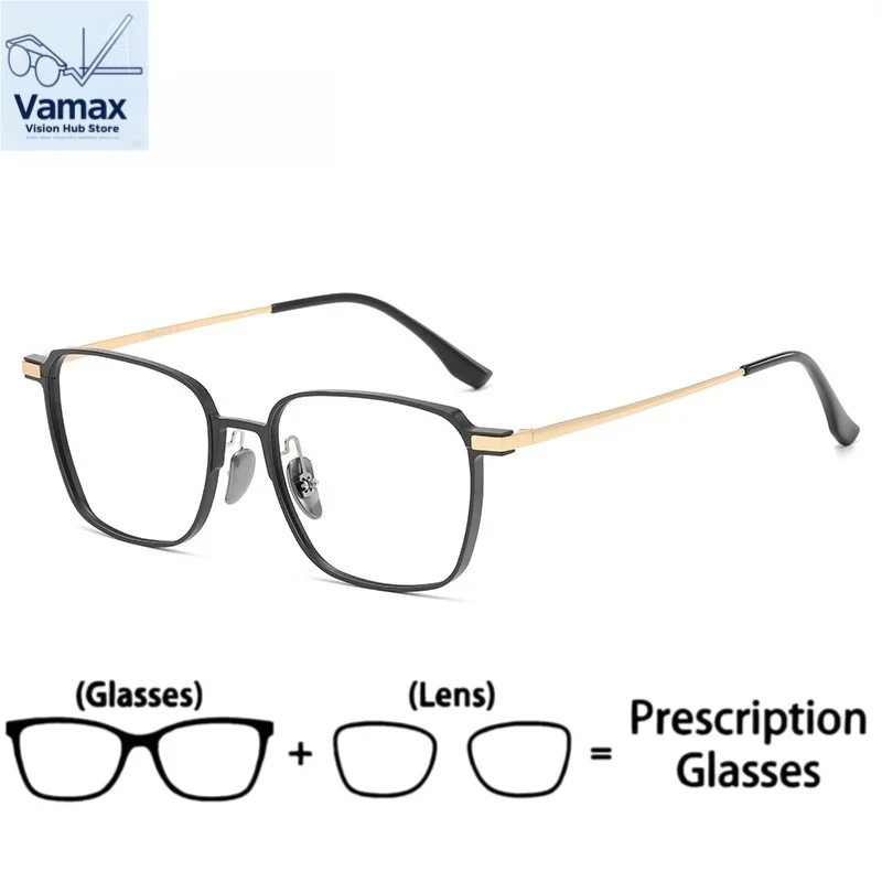 

VAMAX Vintage Fashion Flat Lens Eyeglasses Men Ultra Light Aluminium Magnesium Titanium Frame