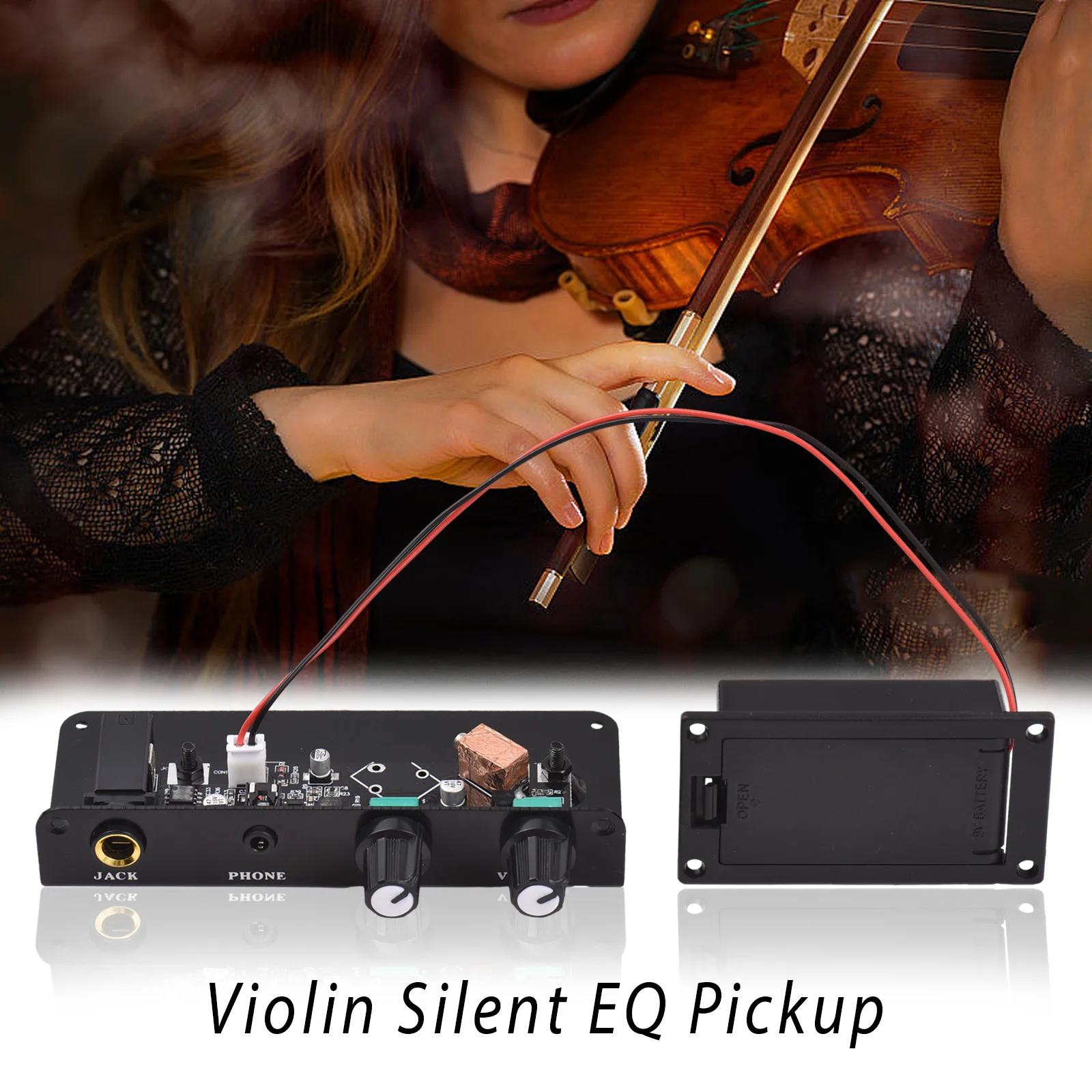 

Бесшумный пьезоэлектрический звукосниматель для скрипки с эквалайзером, балансировкой, датчиком, предусилителем и выходом на наушники