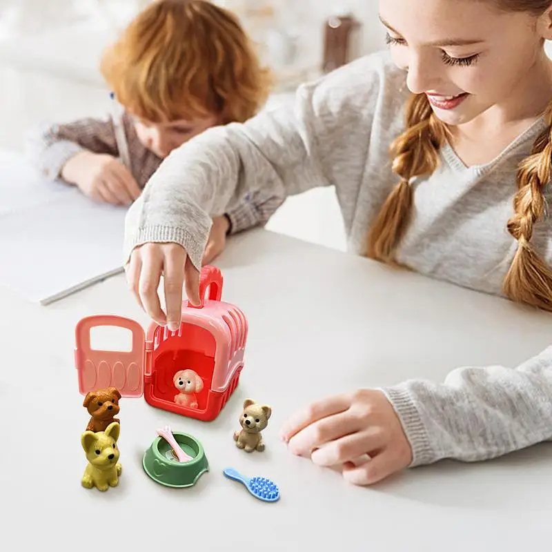 Giocattolo per giochi di finzione per cani 8 pezzi Gioco educativo per giochi di finzione Set per la cura degli animali domestici per cani Giocattolo per giochi di ruolo di finzione Giocattoli per toelettatura del cane Giocattolo per il trasporto del cucciolo