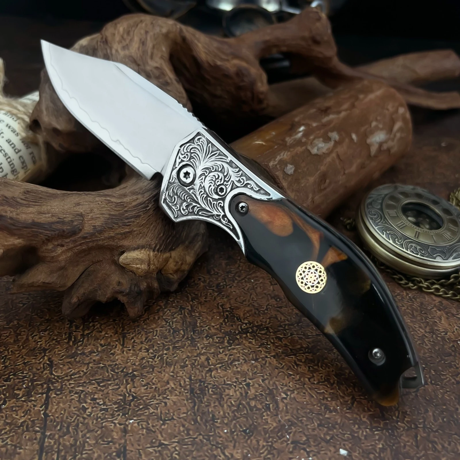 

Новый складной карманный нож для активного отдыха, лезвие из стали 5Cr13Mov, рукоять из стали 420 и акрила, портативный нож для выживания и кемпинга, инструмент EDC