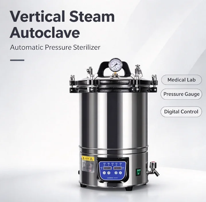 Vertical Autoclave Steam Sterilizer Medical Laboratory Automatic High Pressure Disinfection Pot Scientific Research Equipment